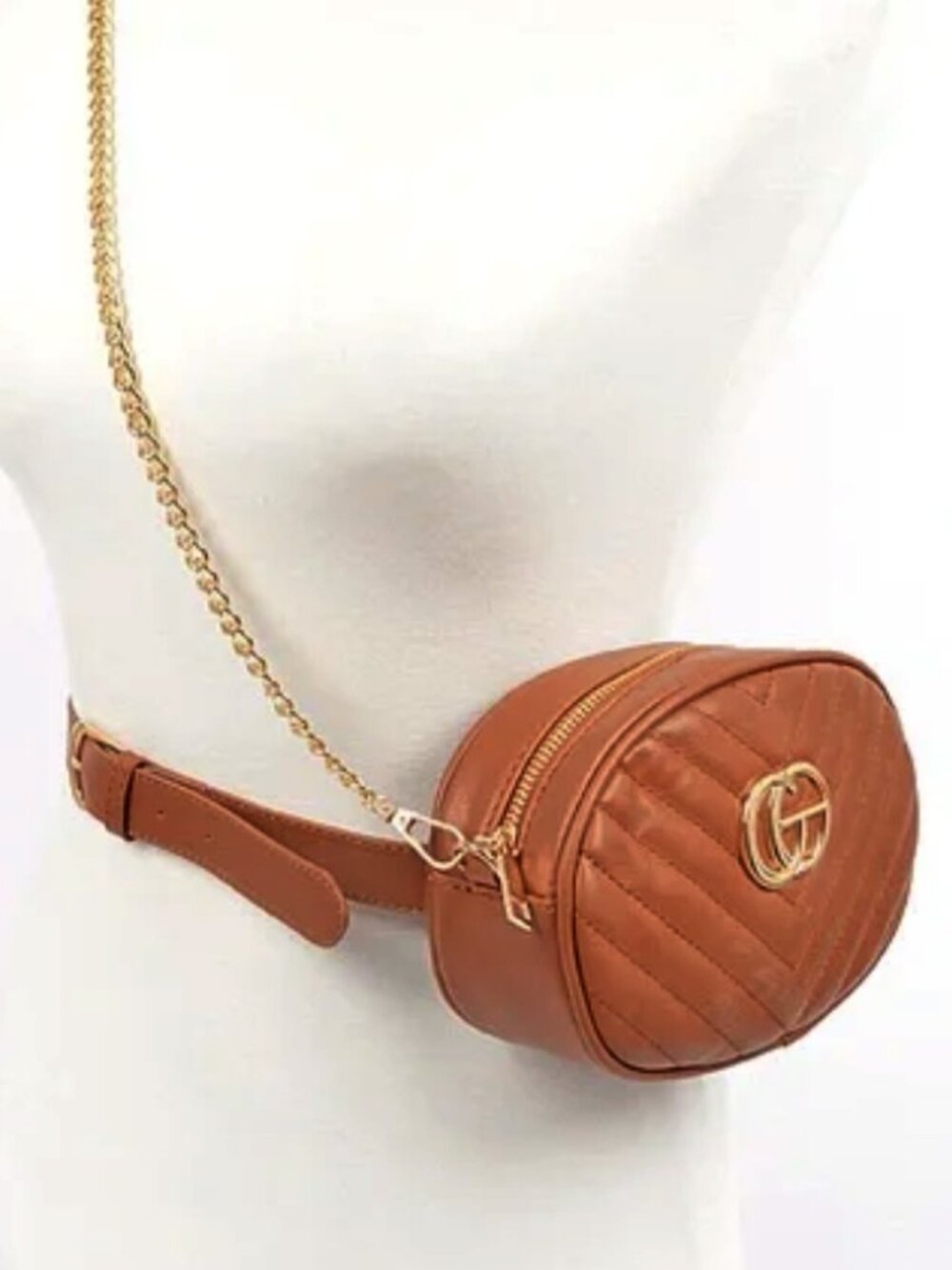 QUILTED Convertible CROSSBODY Fanny Pack BROWN  3 AM FOREVER Shoulder Chain